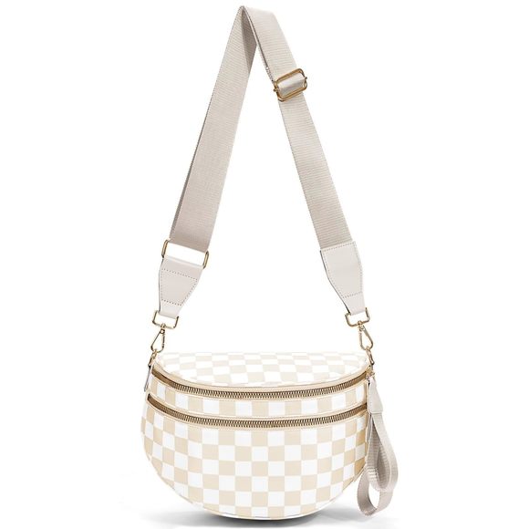 Nylon Crossbody Bag, Checkered Bum Bag Checkered Black And White V :v - Picture 1 of 6